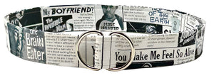 Apocalypse-themed reversible black and white D-ring belt with vintage zombie cartoon print by Oliver Green