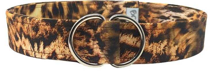 Unisex animal print belt in cotton fabric, tiger leopard pattern