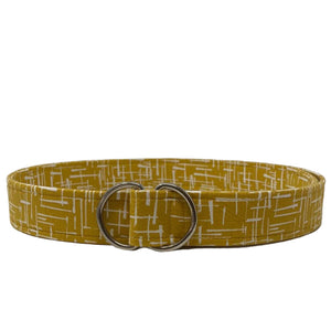 Handmade retro gold vintage belt with silver D-ring closure