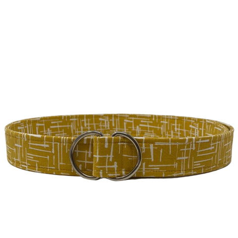 Handmade retro gold vintage belt with silver D-ring closure